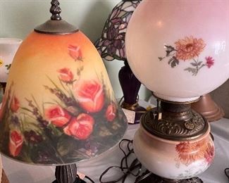 Reverse Painted and Globe Lamps