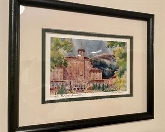 Item 75:  "The Broadmoor" (Colorado) signed print - 10.75" x 8.75":  $28