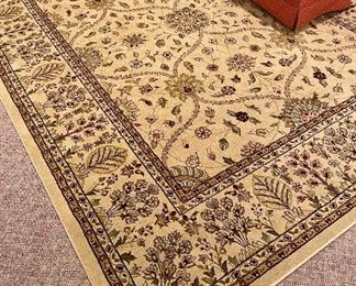 Item 54:  Oriental Style Area Rug, Tan with Brown and Sage Accents - 94" x 119":  $125