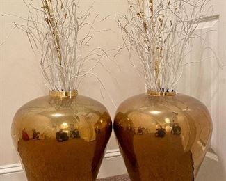 Item 100:  Brass Vessels (one has a bit of a dimple - hard to see) - 19":  $58 for pair