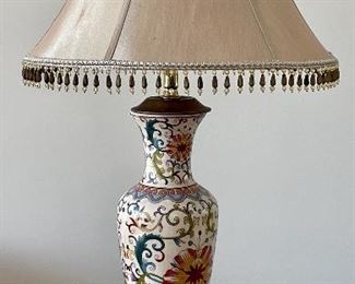 Item 61:  Table Lamp with Asian Style Base - shade has a few marks - 32":  $65