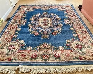 Item 46:  Gorgeous Aubusson Rug with Royal Blue Background, 8'x10':  $495