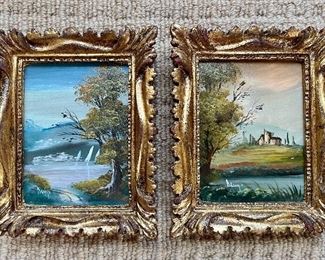 Item 71:  Signed Hand Painted Italian Scenes - 5" x 6.25":  $68 for pair