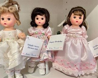 Item 142:  Madame Alexander - Simply Sweet Flower Girl:  $34                                                                                                
Item 143:  Madame Alexander - Happy Birthday:  $32                             Item 144:  Madame Alexander - Trellis Rose Flower Girl:  $28