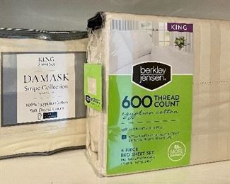Item 178:  King Sheets Berkley Jenson 600 thread count:  $24                                                                                            Item 179:  King Sheets Damask Stripe Collection:  $18 SOLD