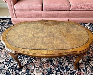 Item 20:  Ethan Allen Coffee Table with Protective Glass - 41.5"l x 28"w x 17"h:  $165