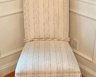 Item 7:  Two Beautifully Upholstered Ethan Allen Parson's Chairs with Back Tassels & Casters - 20.5"l x 17.5"w x 44"h:  $595