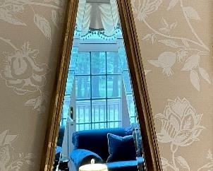 Item 90:  Pair, Triangular Ethan Allen Mirrors - 11" x 39": $125