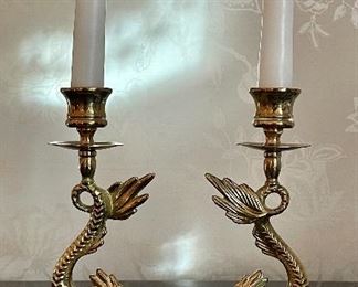 Item 104:  Brass Koi Fish Candlesticks - 7.5":  $38 for pair