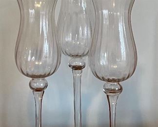 Item 107:  3 Hurricanes/Vases:  $32                                                                           Tallest - 18"