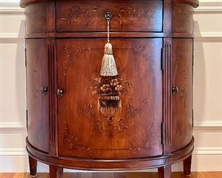 Item 34:  Ethan Allen, Hand Painted Demi Lune Storage Console - 34.25"l x 16"w x 34"h:  $445