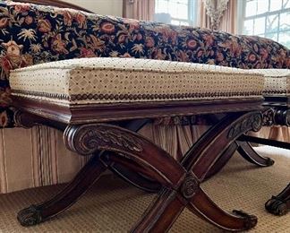 detail - carved base with nailhead trim