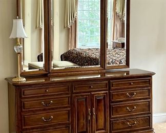 Item 29:  Ethan Allen Dresser with Mirror - 72"l x 19"w x 78"h:  $445