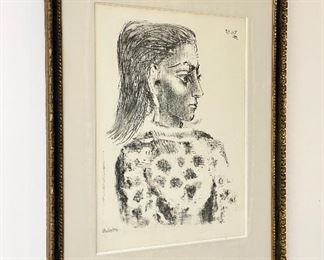 Pablo Picasso “ Buste au Corsage a Carreaux” 1957.  Signed In Red Pencil