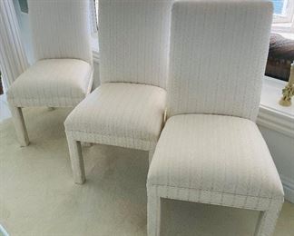 12_____ $350 
6 dining chairs cream 38H x 20W x 19H