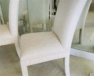 12_____ $350 
6 dining chairs cream 38H x 20W x 19H