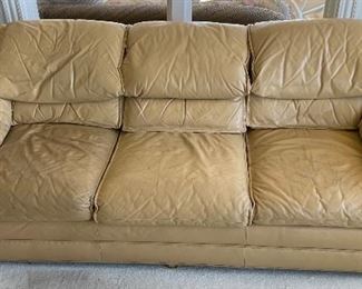 6_____ $295 
Fine Design leather sofa 83L x 32H x 3W