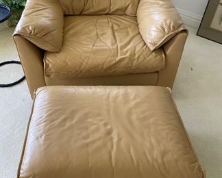 5_____ $495 
Fine Design leather set of 2 chairs + ottoman 32H x 3D x 38W 13"H to the seat x 23"W seat 
