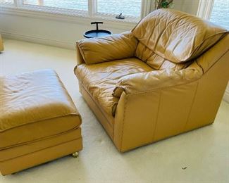 5_____ $495 
Fine Design leather set of 2 chairs + ottoman 32H x 3D x 38W 13"H to the seat x 23"W seat 
