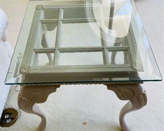 20_____ $125 
Side table 22H x 24D x 24W bevel glass 
