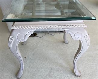 20_____ $125 
Side table 22H x 24D x 24W bevel glass 