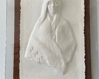 33_____ $150 
34x24
Artist James Marshall -LaPuebla - 288/1000 embossed paper American Indian lady  