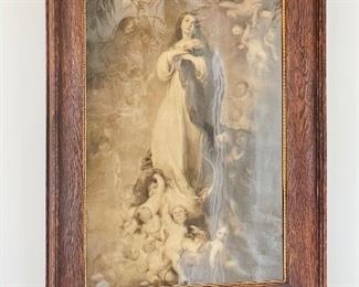 34_____ $225 
Victorian print in oak frame 38"x 28"- Lady with
angels 
