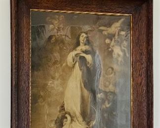 34_____ $225 
Victorian print in oak frame 38"x 28"- Lady with
  angels 

