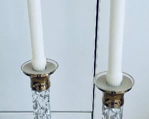 32_____ $75 
Waterford Pair of crystal brass candle sticks Pattern
  Cambridge 11T x 5'