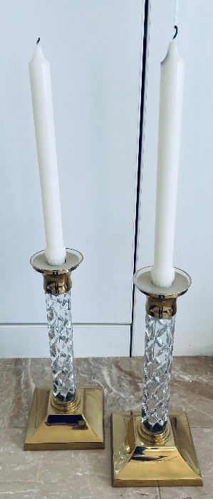 32_____ $75 
Waterford Pair of crystal brass candle sticks Pattern
  Cambridge 11T x 5'