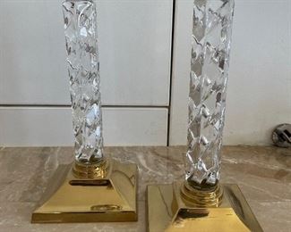 32_____ $75 
Waterford Pair of crystal brass candle sticks Pattern
Cambridge 11T x 5'