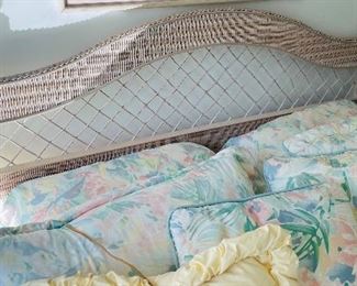 37_____ $225 
Lexington Henry Lick wicker headboard 60x45T Queen bed with marttress
