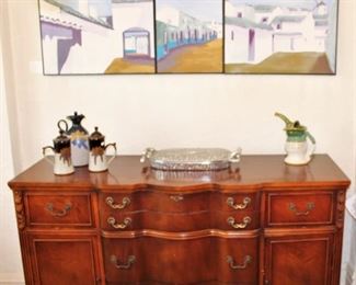 Original painting by L. Lisantano.  Beautiful buffet/server.