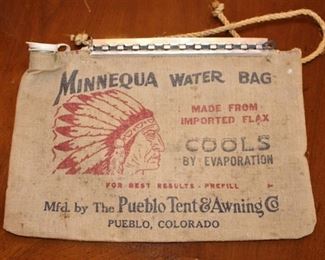 Minnequa Water Bag.  Manufactured by the Pueblo Tent & Awning Co.