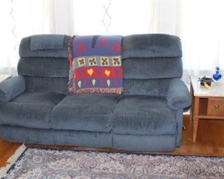 La-Z-Boy sofa, end tables and floor lamps.