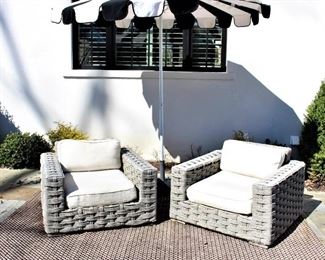 These pair of  Restoration Hardware rope club chairs are 40W x 39D x 28H. Cost $400.00.  