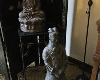 Sitting Buddah & 26" Tall Asian Warrior