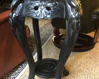 Asian Pattern Carved Plant Stand