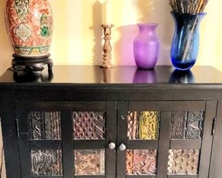  2 Door Cabinet w/Metal Front Inserts