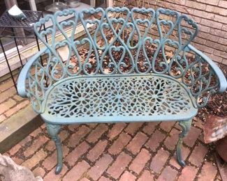 Antique Victorian Cast Aluminum Patio Dining Loveseat 