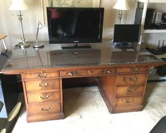 Stow & Davis, Grand Rapids, MI,  Executive Desk w/Glass Protective Top    76x42