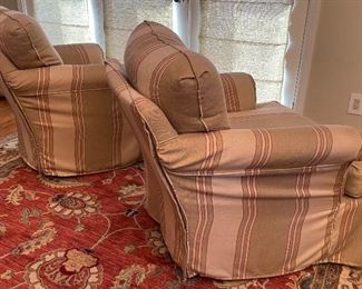 3_____ $300 
Pair of swivel Armchairs
  LUXE Coastal washable slipcover (white under)29x30x18