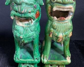 Near Pr Vntg Handmade Ceramic Fu Dog Figurals
