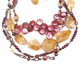 TRES JOLIE NWT Sterling Natural Stone Necklace
