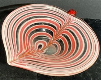 Vintage Handcrafted Artisan Striped Glass Bowl
