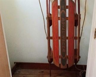 Antique sled and coaster