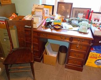 Nice antique desk, vintage telephones