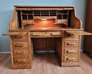 Oak Roll-Top Desk