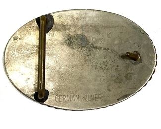 Antique German Silver Horse Belt Buckle