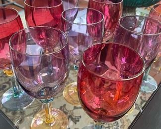 Pink glass stemware